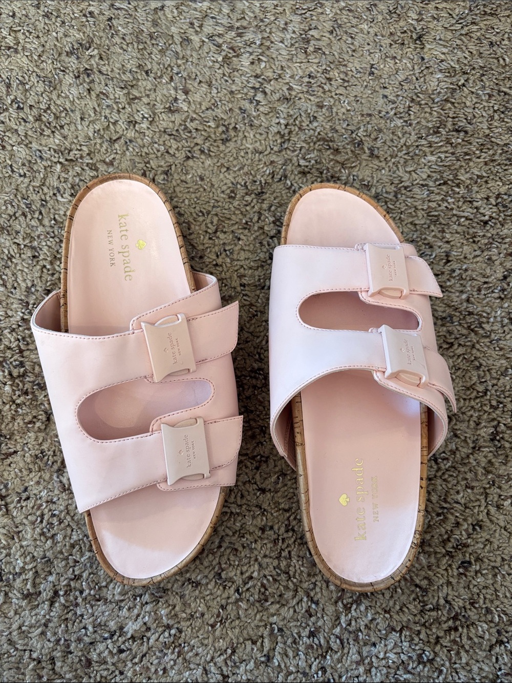 kate spade Becca pale pink double-buckle slide sandals